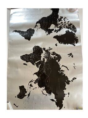 Sz 24x36 World Metallic Map Poster Large College Collection Wall Room Decor